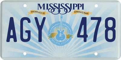 MS license plate AGY478