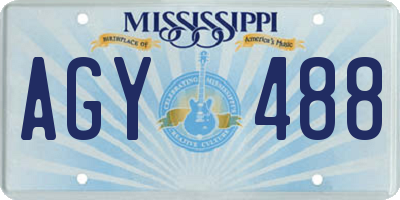 MS license plate AGY488