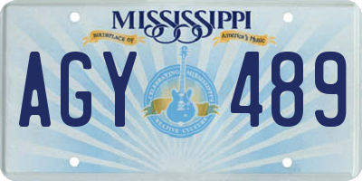 MS license plate AGY489