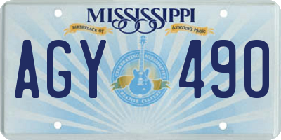 MS license plate AGY490