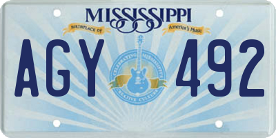 MS license plate AGY492