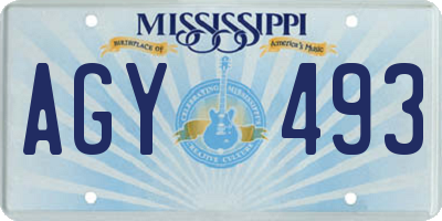 MS license plate AGY493