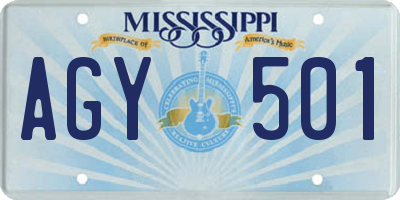 MS license plate AGY501