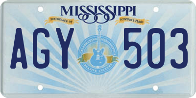 MS license plate AGY503