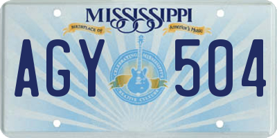 MS license plate AGY504