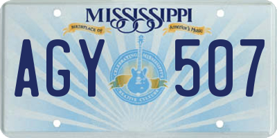 MS license plate AGY507