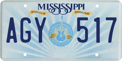 MS license plate AGY517