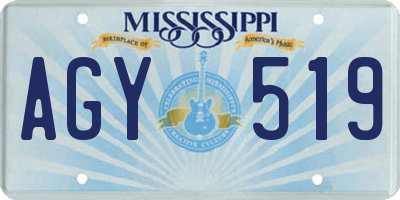 MS license plate AGY519