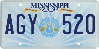MS license plate AGY520