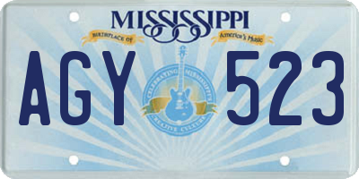 MS license plate AGY523
