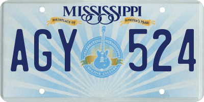 MS license plate AGY524
