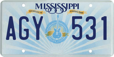 MS license plate AGY531