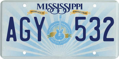 MS license plate AGY532