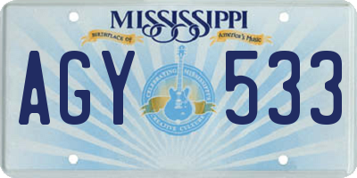 MS license plate AGY533