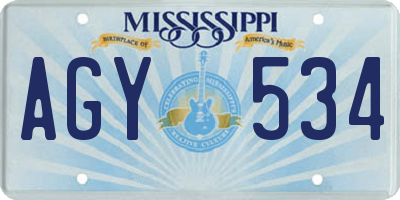 MS license plate AGY534