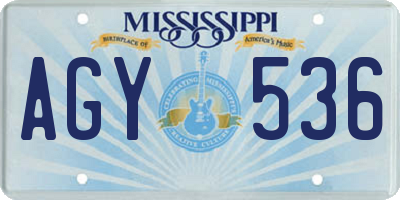 MS license plate AGY536