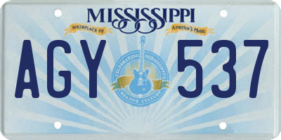 MS license plate AGY537