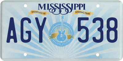 MS license plate AGY538