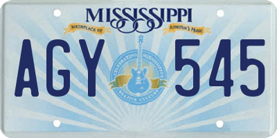 MS license plate AGY545