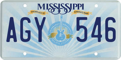 MS license plate AGY546