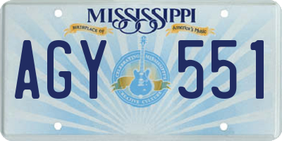MS license plate AGY551