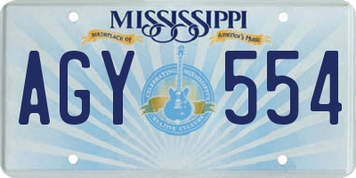 MS license plate AGY554