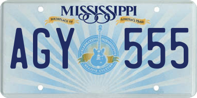 MS license plate AGY555