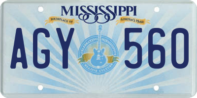 MS license plate AGY560
