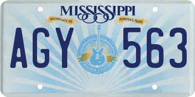 MS license plate AGY563