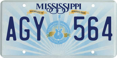 MS license plate AGY564