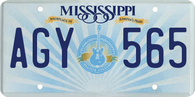 MS license plate AGY565