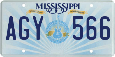 MS license plate AGY566
