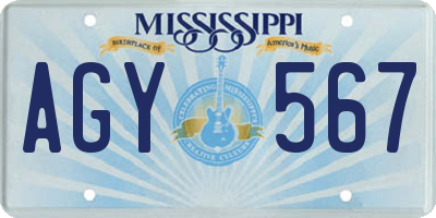 MS license plate AGY567
