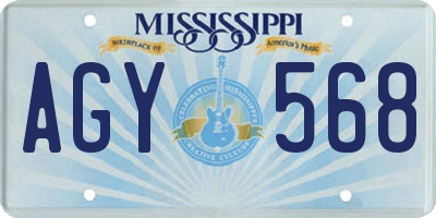 MS license plate AGY568