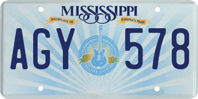 MS license plate AGY578