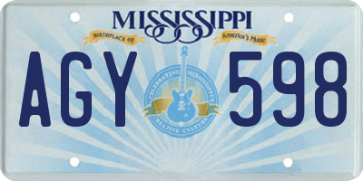 MS license plate AGY598