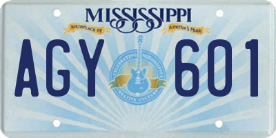MS license plate AGY601