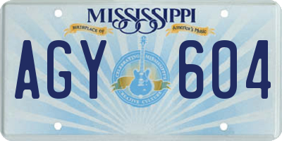 MS license plate AGY604