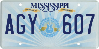 MS license plate AGY607