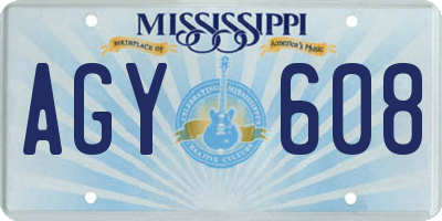 MS license plate AGY608