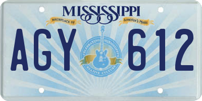 MS license plate AGY612
