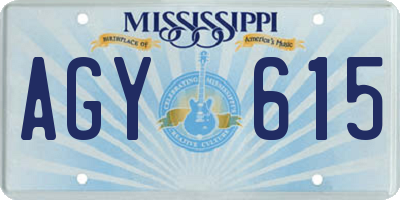 MS license plate AGY615