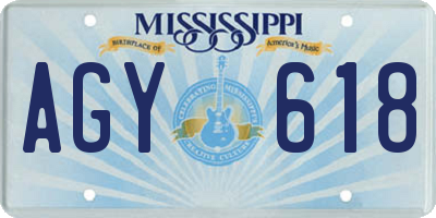 MS license plate AGY618