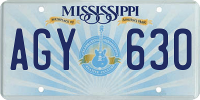 MS license plate AGY630