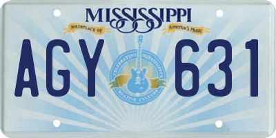 MS license plate AGY631