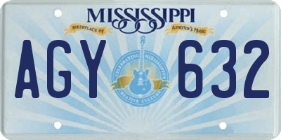 MS license plate AGY632