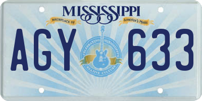 MS license plate AGY633