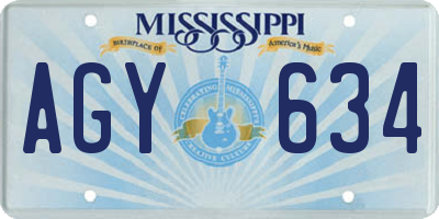 MS license plate AGY634