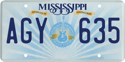 MS license plate AGY635