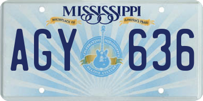 MS license plate AGY636